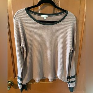 Pink drop shoulder waffle top